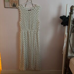 Wilfred Cream and Black Polka Dot Midi Dress